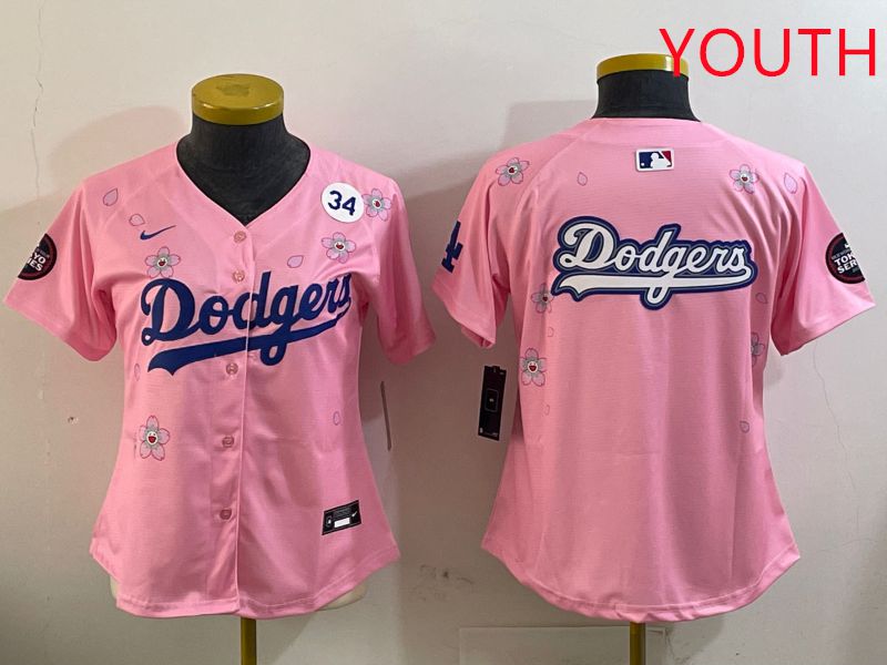 Youth Los Angeles Dodgers Blank Pink Sakura Edition 2025 Nike MLB Jersey style 16->youth mlb jersey->Youth Jersey